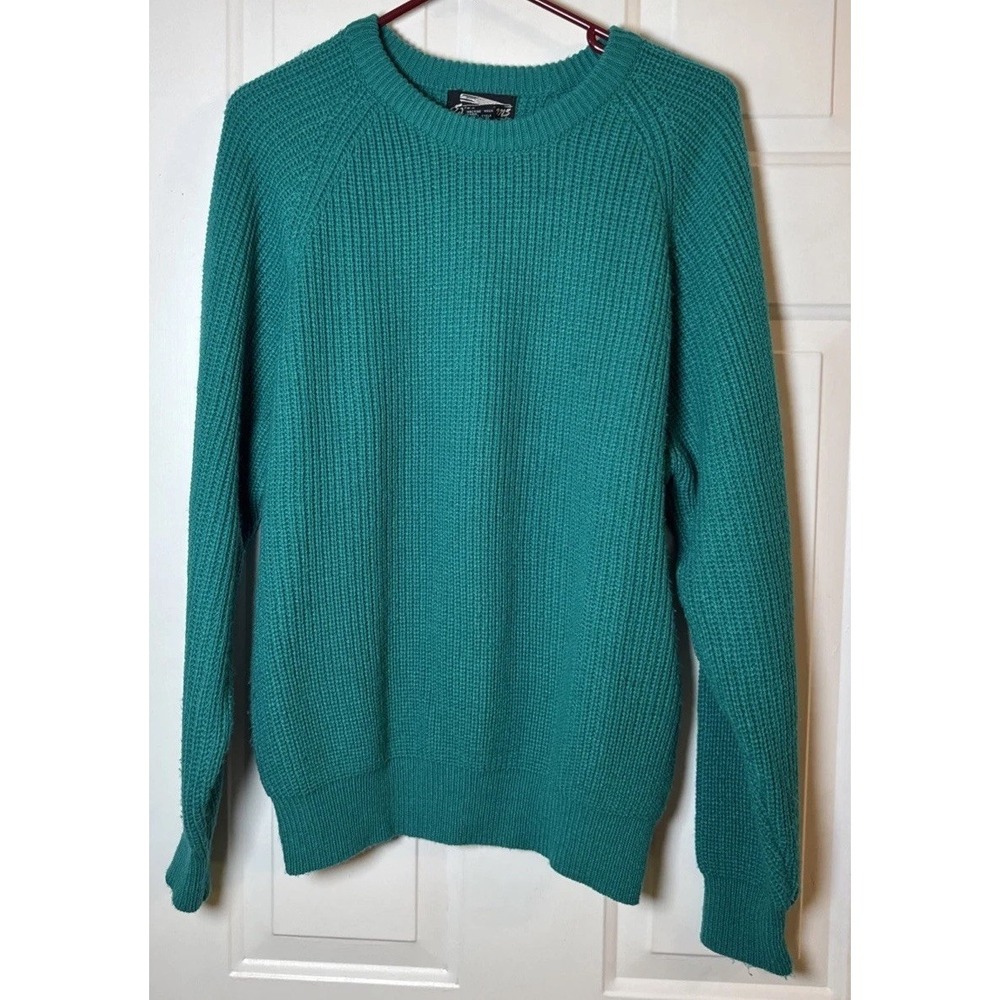 Vintage Expressions Teal Chunky Knit Sweater Women's L Oversized‎ 90s